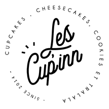 Logo de 'Les Cupinn', une pâtisserie spécialisée en cupcakes, cheesecakes, cookies et tralala, avec la mention 'Since 2014'.
